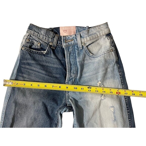 Revice High Rise Straight Leg Distressed Butt Rip Denim Jeans size 25 Light Wash - Picture 11 of 12